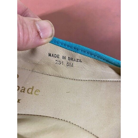 KATE SPADE NY Sz 5M Textile Pull-on Bow Front Loafers Navy/Green Nautical Preppy - Picture 12 of 12